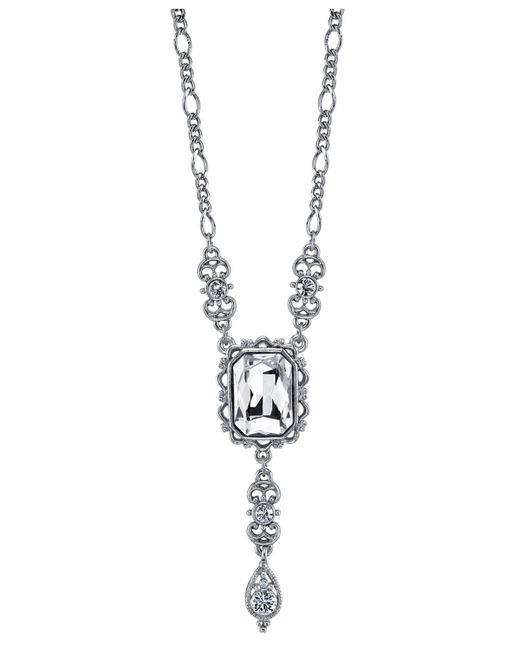 Downton Abbey Square Crystal Drop Necklace