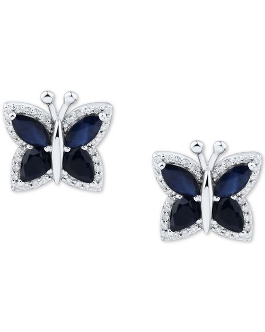 Macy's Ruby 1-5/8 ct. t.w. Diamond 1/6 Butterfly Stud Earrings in 14k Gold Also Emerald