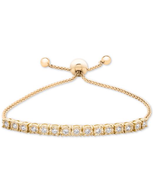 Wrapped Diamond Bolo Bracelet 1/2 ct. t.w. in Sterling 14k Yellow Gold Over Rose Created for Macys
