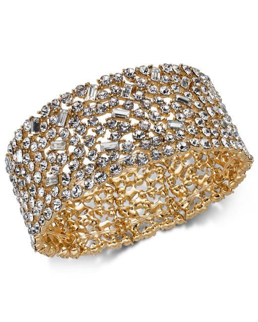 INC International Concepts Wide Crystal Cluster Stretch Bracelet Created for Macys