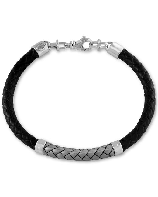 Effy Collection Effy Woven Bracelet in Leather and Sterling