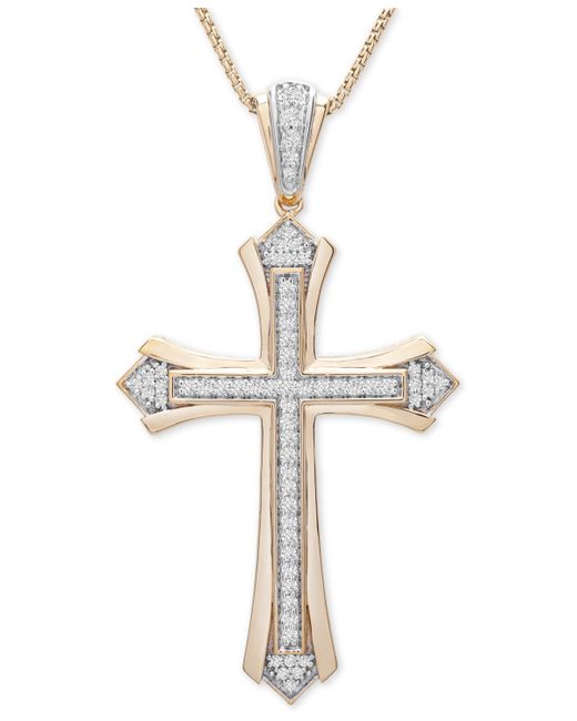 Macy's Diamond Cross 22 Pendant Necklace 1/2 ct. t.w. in 14k Gold-Plated Sterling