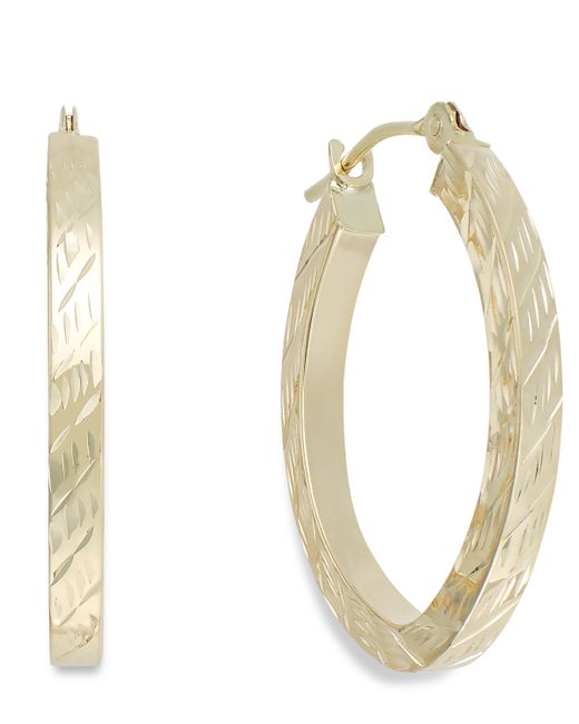 Macy's Textured Oval Hoop Earrings in 10k Gold 16mm