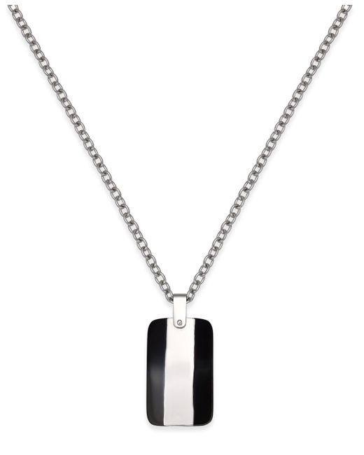 Sutton By Rhona Sutton Two-Tone Stainless Steel Dog Tag Pendant Necklace