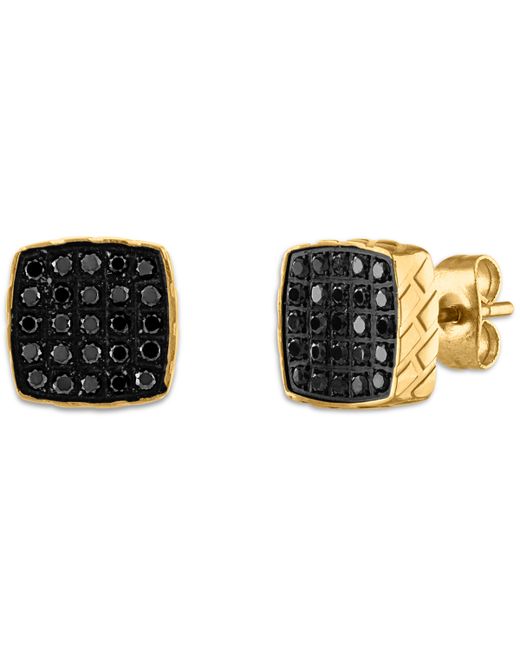 Esquire Men's Jewelry Black Diamond Earrings 1/4 ct. t.w. in Stainless Steel Created for Macys Also