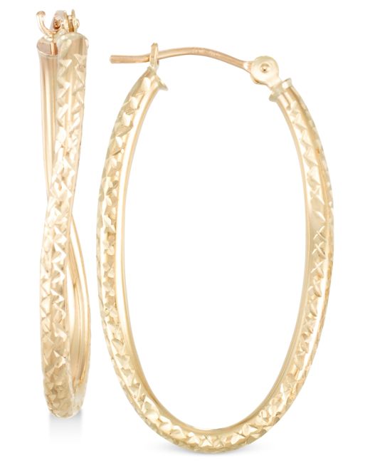 Macy's Textured Twisted Oval Hoop Earrings in 10k Gold