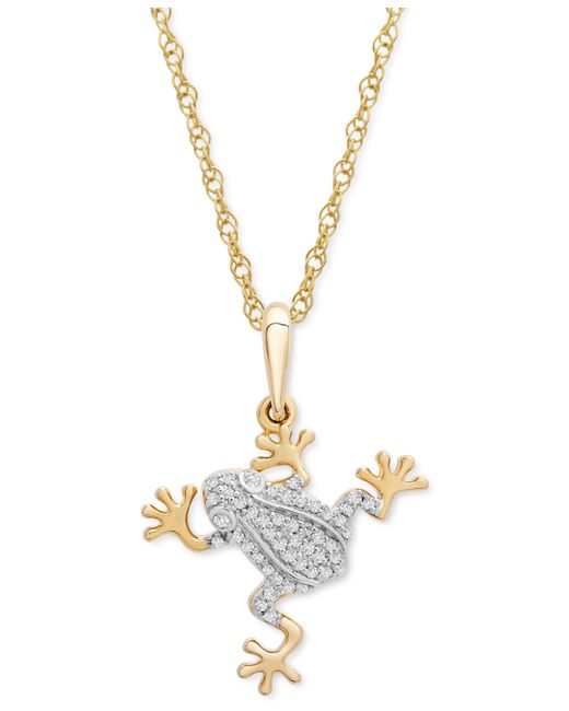 Wrapped Diamond Frog 18 Pendant Necklace 1/10 ct. t.w. in 10k Gold Created for Macys