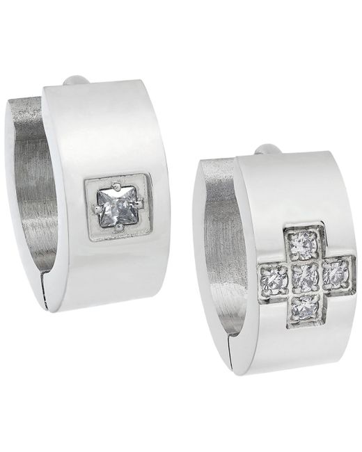 Sutton By Rhona Sutton Sutton And Cubic Zirconia Huggie Earring Set