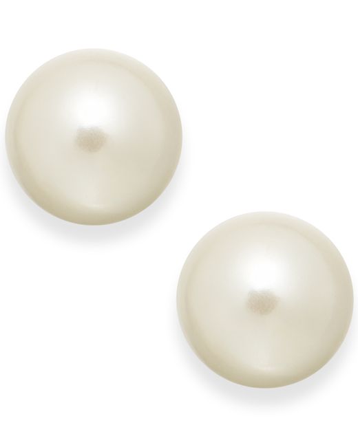 Charter Club Silver-Tone Imitation Pearl 10mm Stud Earrings Created for Macys