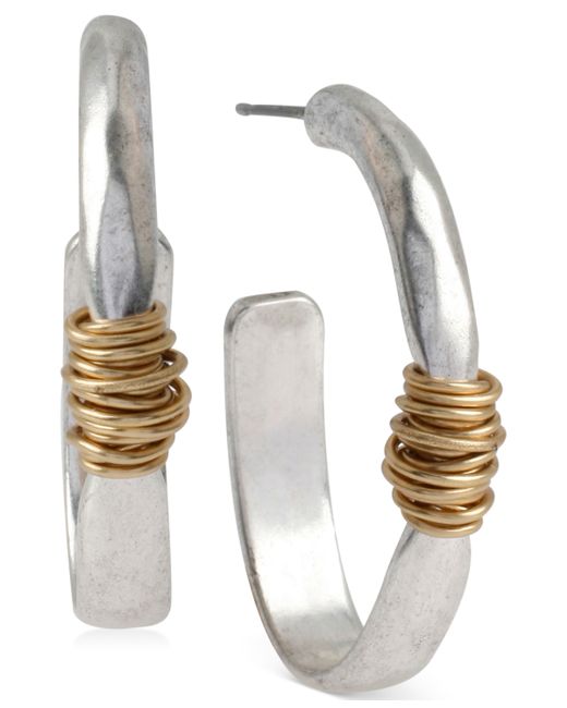 Robert Lee Morris Soho Medium Two-Tone Wire-Wrapped Oval Hoop Earrings