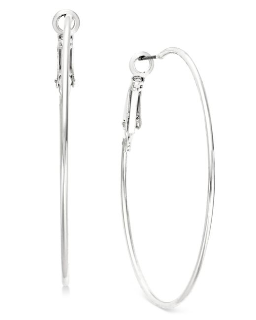 INC International Concepts Tone Slim Hoop Earrings 1-3/4 Created for Macys