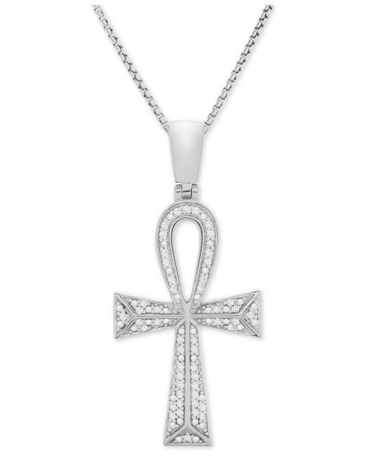 Macy's Diamond Ankh Cross 22 Pendant Necklace 1/4 ct. t.w. in 14k Gold-plated Sterling and