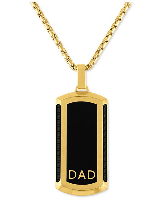 Macy's Dad Dog Tag 22 Pendant Necklace in Gold-Tone Ion-Plated Stainless Steel