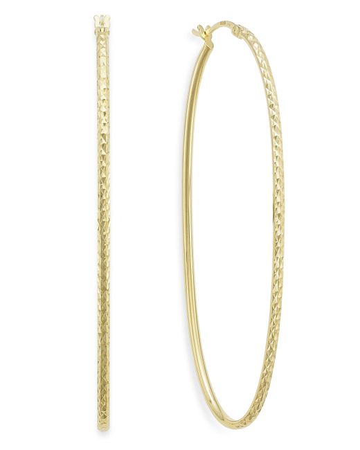 Macy's Diamond-Cut Oval Hoop Earrings in 14k Gold Vermeil 60mm
