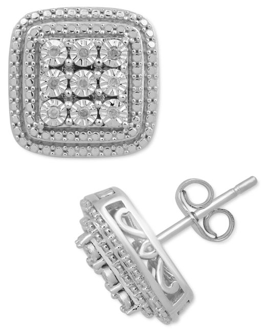 Macy's Diamond Cluster Stud Earrings 1/10 ct. t.w. in Sterling