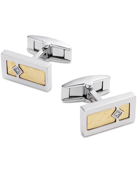 Macy's Diamond Accent Cufflinks in with 18k Gold Inlay