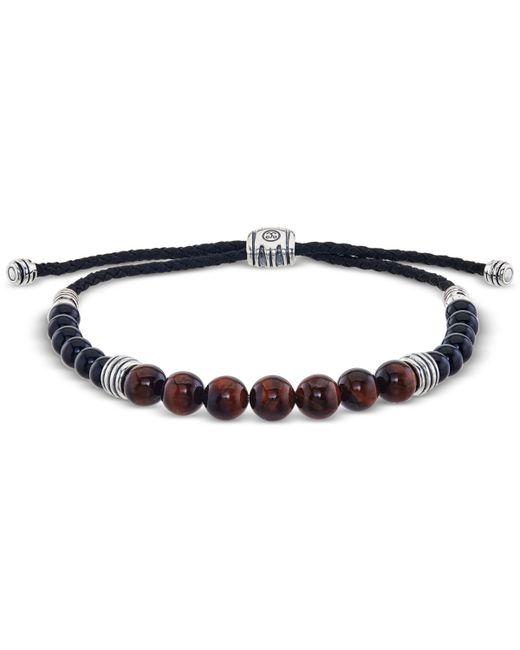 Esquire Men's Jewelry Tigers Eye 8mm and Onyx 6mm Beaded Bolo Bracelet in Sterling Created for Macys