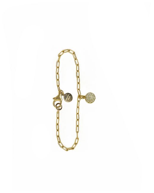 Roberta Sher Designs 14k Gold Filled Single Strand Bracelet with Pave Disk Charm