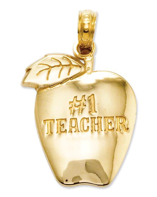 Macy's 14k Gold Charm Number 1 Teacher Apple