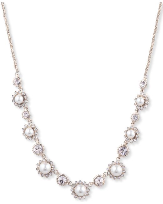 Marchesa Tone Imitation Pearl Crystal Statement Necklace 16 3 extender