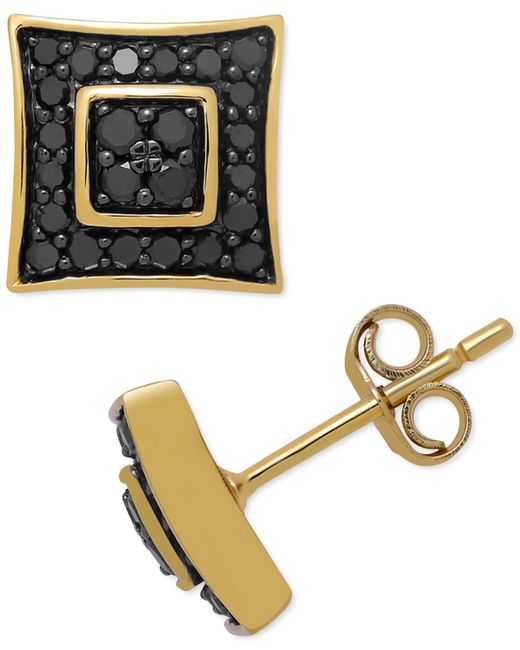 Macy's Black Diamond Cluster Stud Earrings 1/2 ct. t.w. in 18k Gold-Plated Sterling