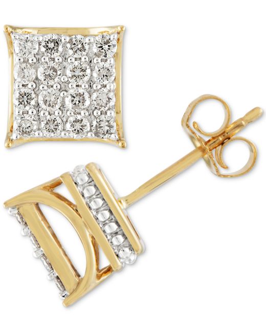 Macy's Diamond Square Cluster Stud Earrings 1/2 ct. t.w. in 10k Gold