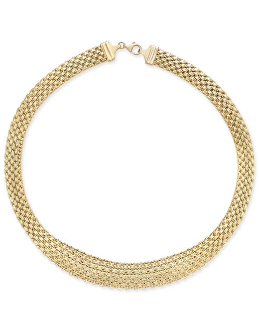 Italian Gold Graduated Wide Mesh Necklace in 14k Gold