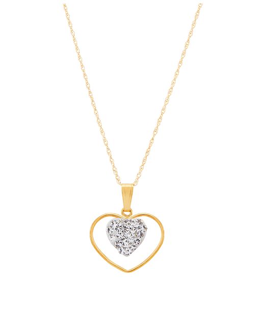 Macy's Crystal Heart 18 Pendant Necklace in 10k Gold