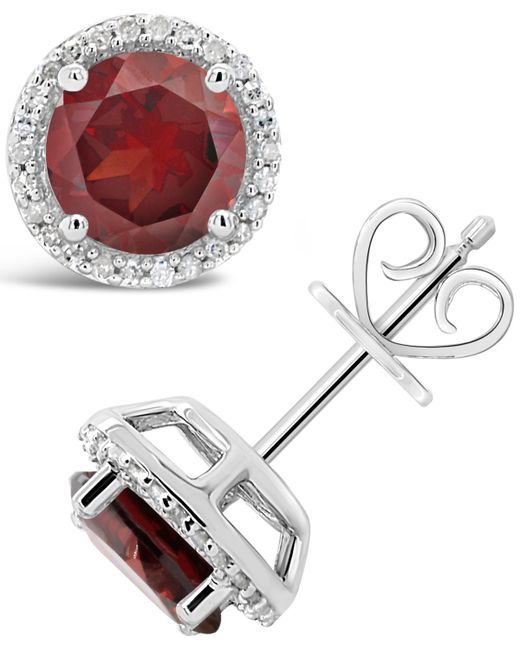 Macy's Round-cut Gemstone and Diamond 1/6 ct. t.w. Stud Earrings in Sterling