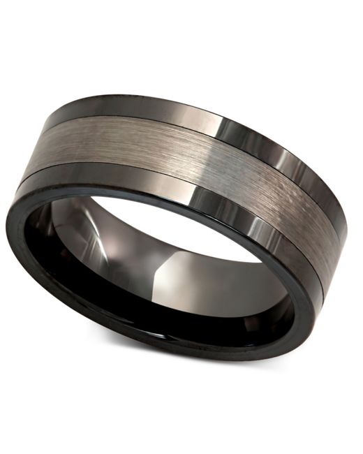 Macy's Tungsten Ring Ceramic With Inlay