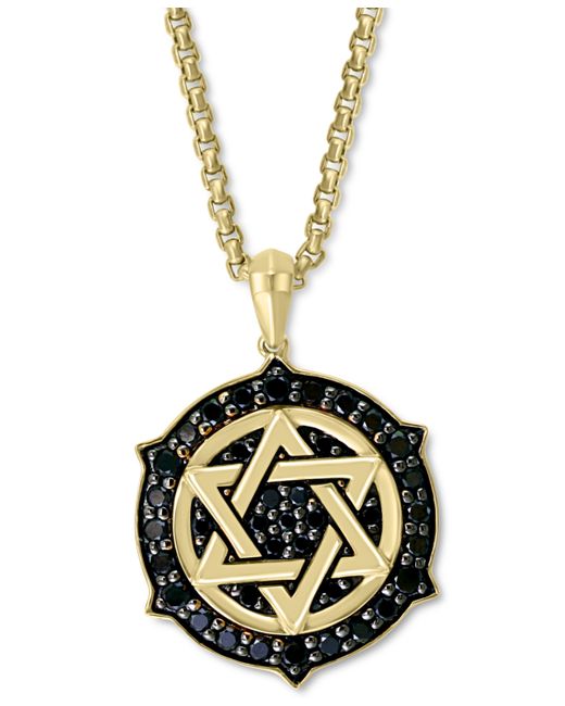Effy Collection Effy Black Diamond Star of David Ships Wheel 22 Pendant Necklace 5/8 ct. t.w. in 14k Gold