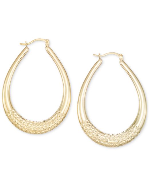 Macy's Large Patterned Teardrop Shape Hoop Earrings in 14k Gold Vermeil