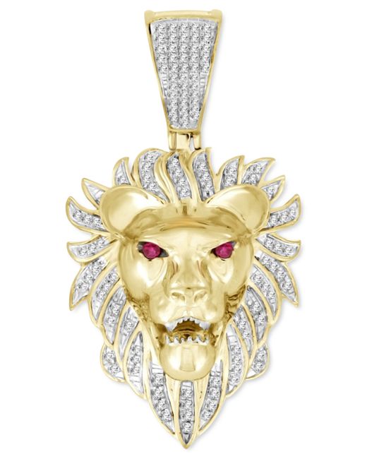 Macy's Diamond 1/5 ct. t.w. Ruby Accent Lion Pendant in 10k Gold