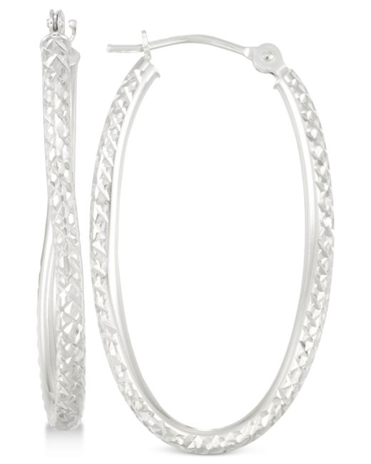 Macy's Textured Twisted Oval Hoop Earrings in 10k