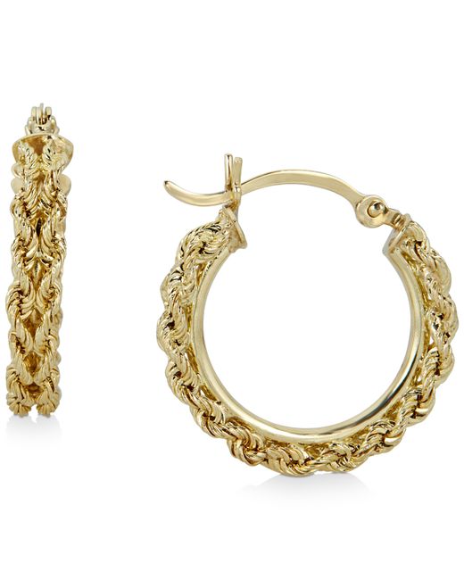 Macy's Heart Rope Chain Hoop Earrings in 14k Gold