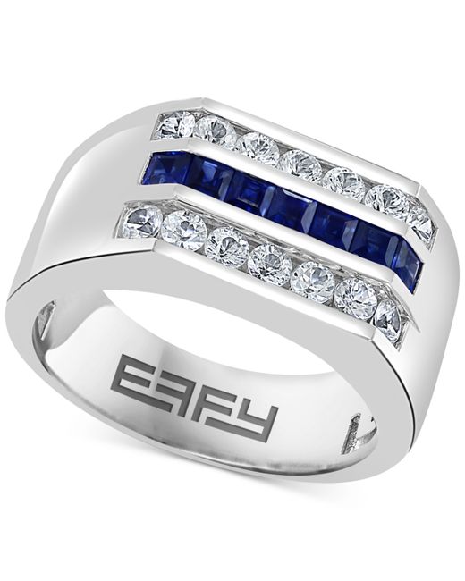 Effy Collection Effy Blue Sapphire 7/8 ct. t.w. White 1-1/4 Ring in Sterling