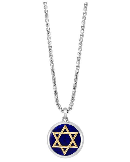 Effy Collection Effy Lapis Lazuli Star of David 22 Pendant Necklace in Sterling 14k Gold-Plate