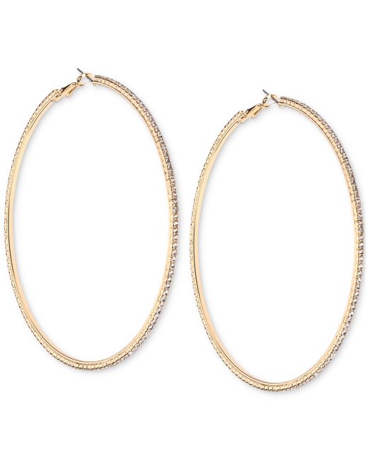 INC International Concepts Tone Large Pave Hoop Earrings 2.36 Created for Macys