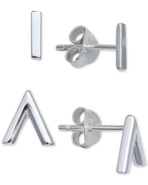 Giani Bernini 2-Pc. Set Polished Bar Chevron Stud Earrings in Created for Macys