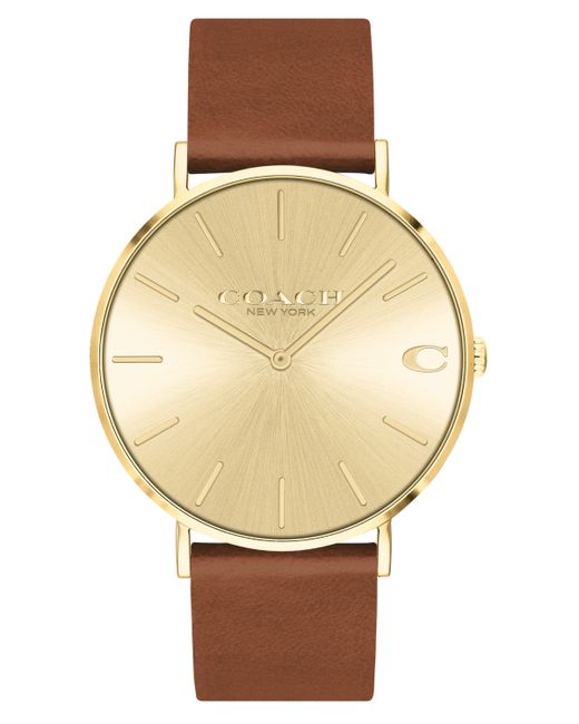 Coach Charles Saddle Leather Strap Watch 41mm