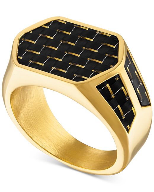 Esquire Men's Jewelry Black Blue Carbon Fiber Beveled Ring Also in Gold Created for Macys