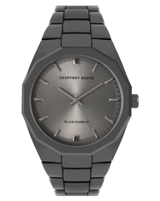 Geoffrey Beene Faceted Bezel Genuine Diamond Dial Bracelet Watch
