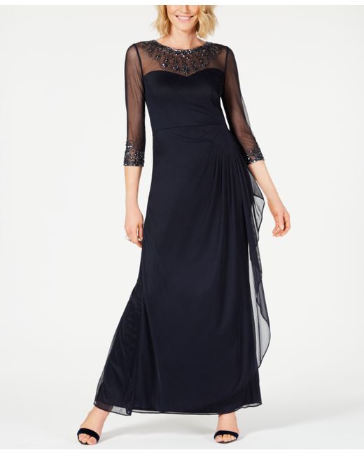 Alex Evenings Illusion Embellished A-Line Gown
