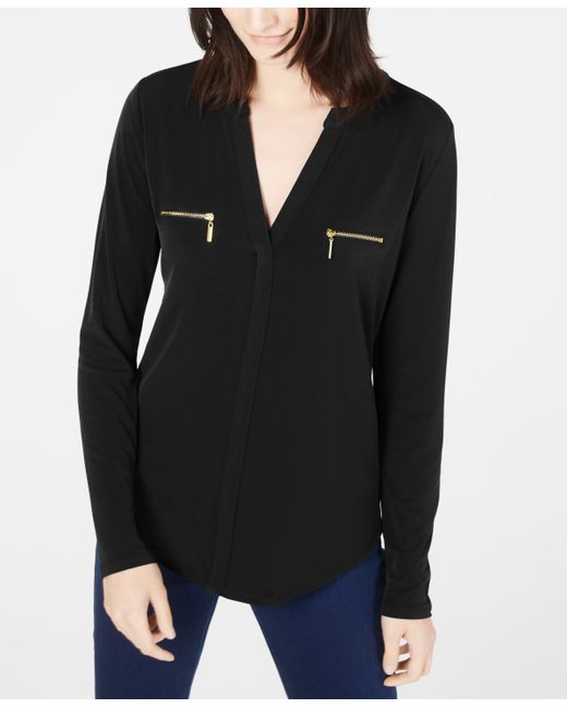INC International Concepts Zip-Pocket Blouse Created for Macys