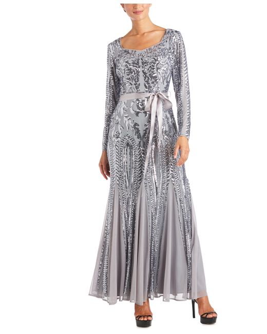 R & M Richards Embellished Godet Gown