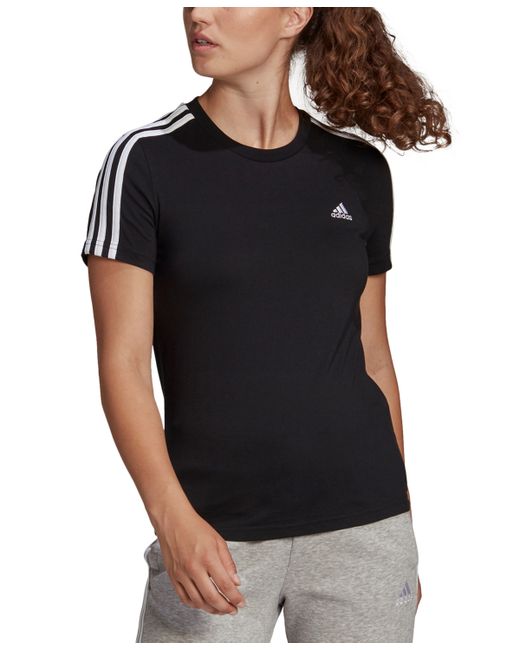 Adidas Essentials Cotton 3 Stripe T-Shirt