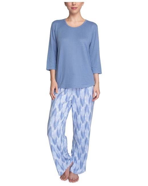 Muk Luks Plus Solid Top Printed Pajama Pants Set