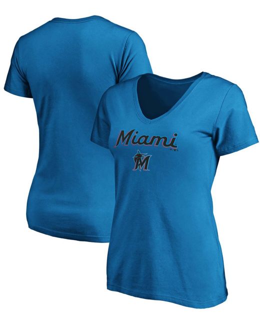 Fanatics Miami Marlins Team Logo Lockup V-Neck T-shirt
