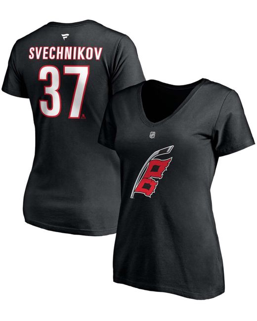 Fanatics Andrei Svechnikov Carolina Hurricanes Alternate Authentic Stack Name Number V-Neck T-shirt