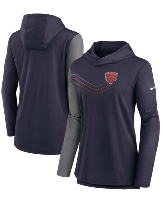 Nike Heather Charcoal Chicago Bears Chevron Hoodie Performance Long Sleeve T-shirt